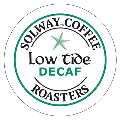 Solway Coffee Roasters Low Tide Decaf logo with a green starfish illustration on a white background